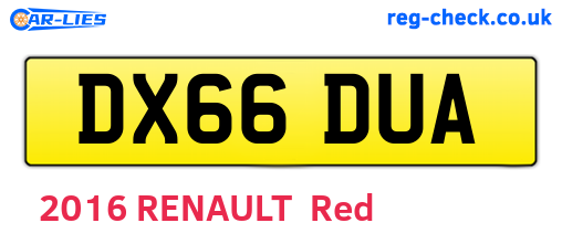 DX66DUA are the vehicle registration plates.