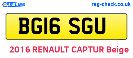 BG16SGU are the vehicle registration plates.