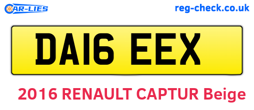 DA16EEX are the vehicle registration plates.