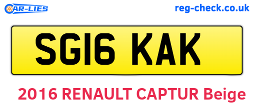 SG16KAK are the vehicle registration plates.