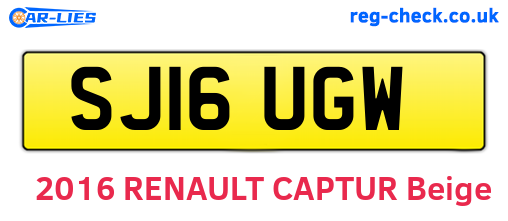 SJ16UGW are the vehicle registration plates.