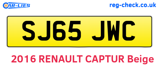 SJ65JWC are the vehicle registration plates.