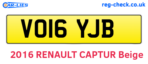 VO16YJB are the vehicle registration plates.