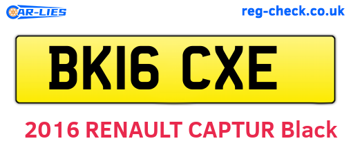BK16CXE are the vehicle registration plates.
