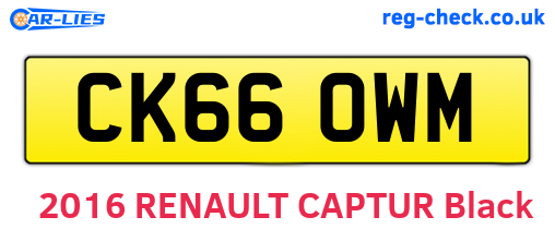 CK66OWM are the vehicle registration plates.