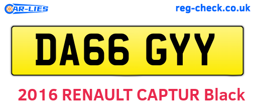 DA66GYY are the vehicle registration plates.