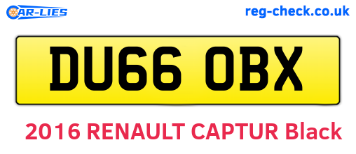 DU66OBX are the vehicle registration plates.