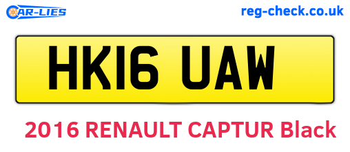 HK16UAW are the vehicle registration plates.