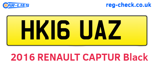 HK16UAZ are the vehicle registration plates.