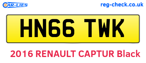 HN66TWK are the vehicle registration plates.