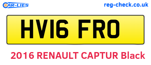 HV16FRO are the vehicle registration plates.