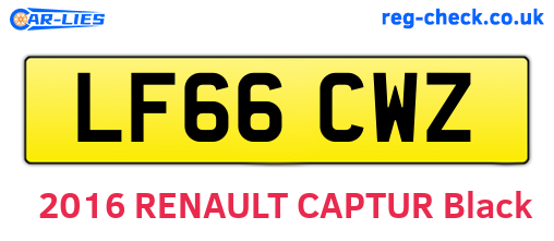 LF66CWZ are the vehicle registration plates.