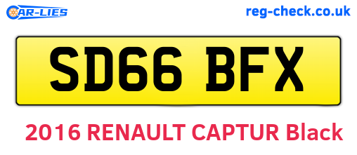 SD66BFX are the vehicle registration plates.