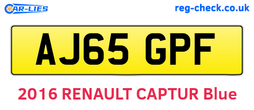 AJ65GPF are the vehicle registration plates.