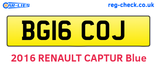 BG16COJ are the vehicle registration plates.