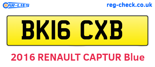 BK16CXB are the vehicle registration plates.