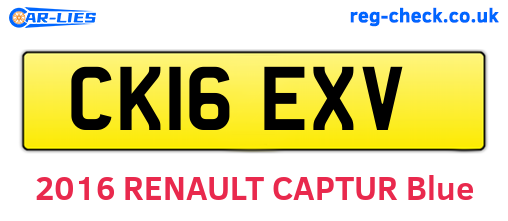 CK16EXV are the vehicle registration plates.