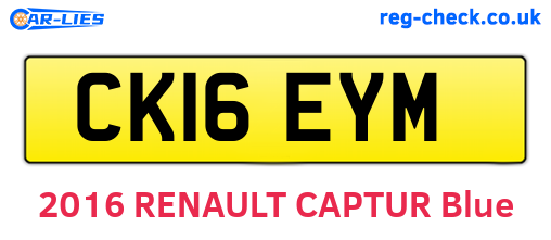 CK16EYM are the vehicle registration plates.