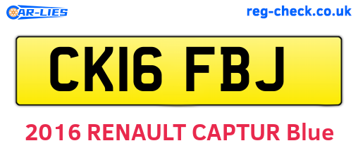 CK16FBJ are the vehicle registration plates.