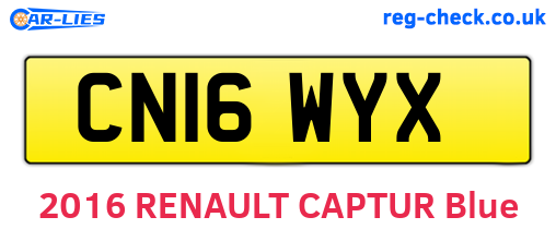 CN16WYX are the vehicle registration plates.