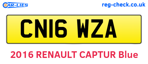 CN16WZA are the vehicle registration plates.