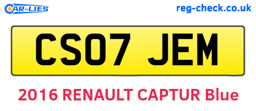 CS07JEM are the vehicle registration plates.