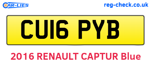CU16PYB are the vehicle registration plates.