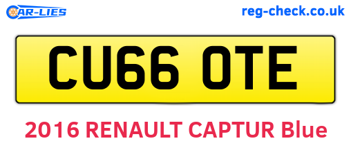 CU66OTE are the vehicle registration plates.