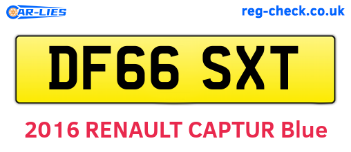 DF66SXT are the vehicle registration plates.