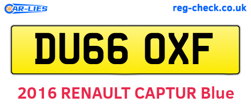 DU66OXF are the vehicle registration plates.