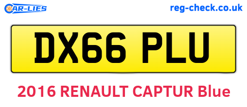 DX66PLU are the vehicle registration plates.