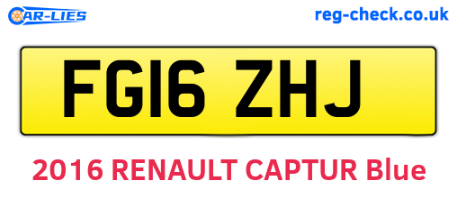 FG16ZHJ are the vehicle registration plates.