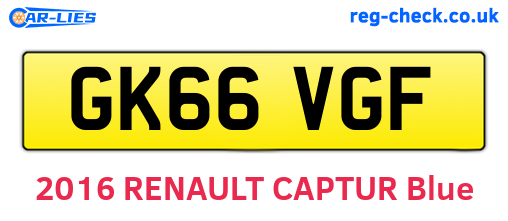 GK66VGF are the vehicle registration plates.
