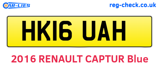 HK16UAH are the vehicle registration plates.