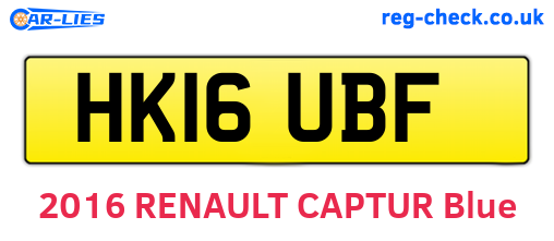 HK16UBF are the vehicle registration plates.