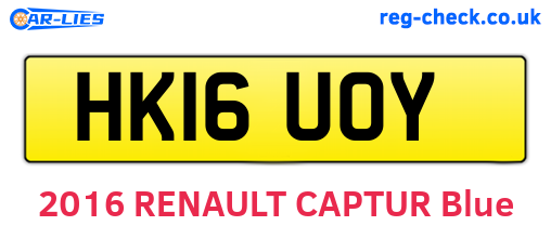 HK16UOY are the vehicle registration plates.
