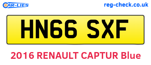 HN66SXF are the vehicle registration plates.