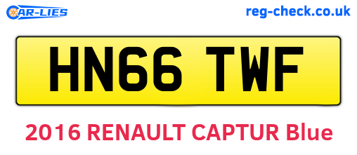 HN66TWF are the vehicle registration plates.