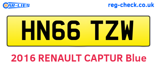 HN66TZW are the vehicle registration plates.