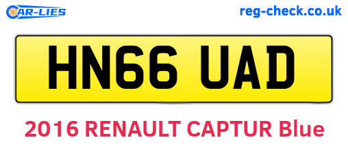 HN66UAD are the vehicle registration plates.
