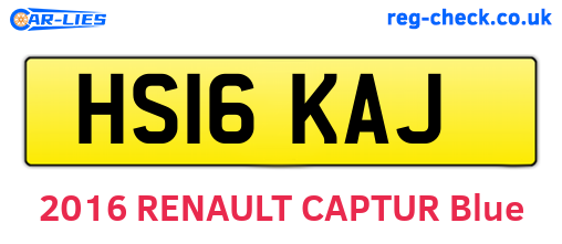 HS16KAJ are the vehicle registration plates.