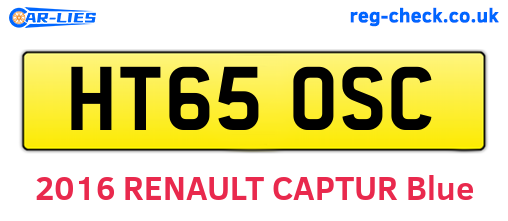 HT65OSC are the vehicle registration plates.