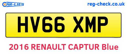 HV66XMP are the vehicle registration plates.