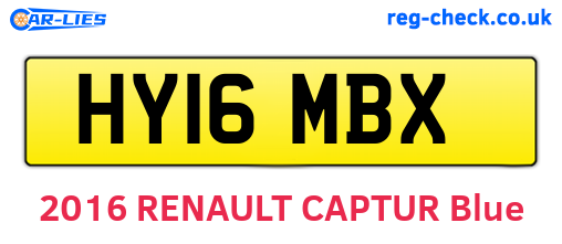 HY16MBX are the vehicle registration plates.
