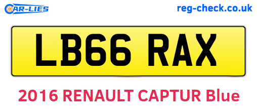 LB66RAX are the vehicle registration plates.