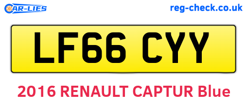 LF66CYY are the vehicle registration plates.