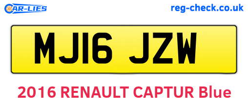 MJ16JZW are the vehicle registration plates.