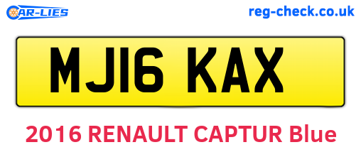 MJ16KAX are the vehicle registration plates.
