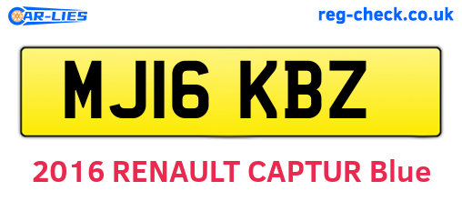 MJ16KBZ are the vehicle registration plates.
