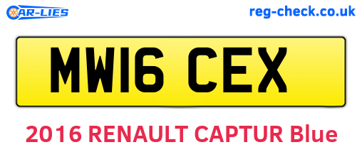 MW16CEX are the vehicle registration plates.